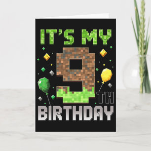 Kids 9th Birthday Gamer Pixel 9 Years Old Video Ga Card
