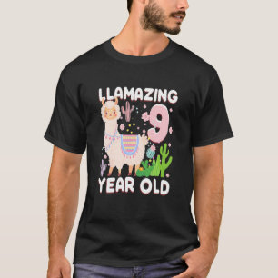 Kids 9th Birthday Gift 9 Years Old And Llamazing L T-Shirt