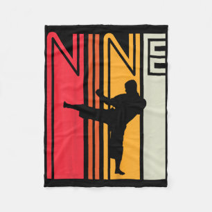 Kids 9th Birthday Gift Karate Retro Taekwondo Mart Fleece Blanket