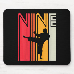 Kids 9th Birthday Gift Karate Retro Taekwondo Mart Mouse Mat
