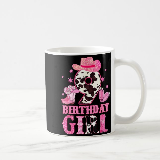 Kids 9th Birthday Girl Rodeo Western Cowgirl Birth Coffee Mug (Right)