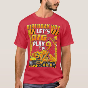 Kids 9th Birthday Party Construction Truck Digging T-Shirt