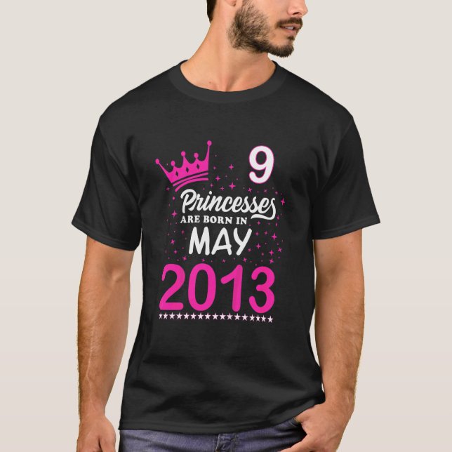 Kids 9th Birthday Pink Princesses Are Born In May  T-Shirt (Front)