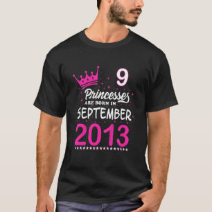 Kids 9th Birthday Pink Princesses Are Born In Sept T-Shirt