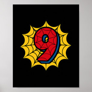 Kids 9th Birthday Spider Theme Party 9 Year Old Bo Poster