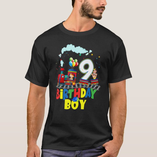 Kids 9th Birthday Train Boys Steam Locomotive I'm  T-Shirt (Front)