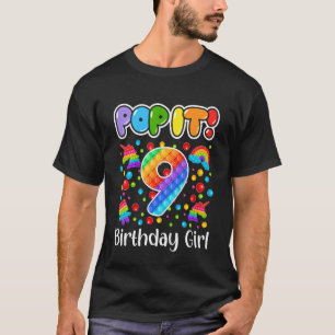 Kids 9th Birthday Unicorn Fidget Pop It Birthday G T-Shirt