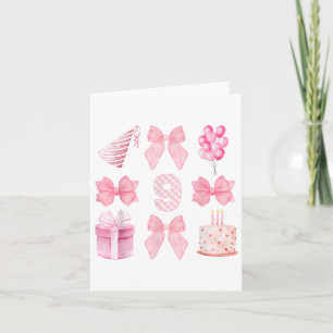 Kids 9th Coquette Birthday Party Nine Years Old Gi Card