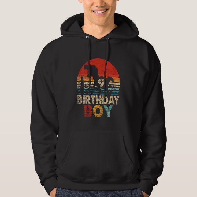 Kids 9th Dinosaur Birthday Boy Rex 9 Year Old Birt Hoodie (Front)
