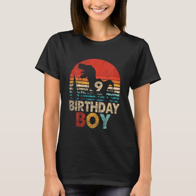Kids 9th Dinosaur Birthday Boy Rex 9 Year Old Birt T-Shirt (Front)