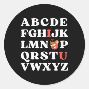 Kids Abc I Love You Kids Squirrel Valentine's Day Classic Round Sticker
