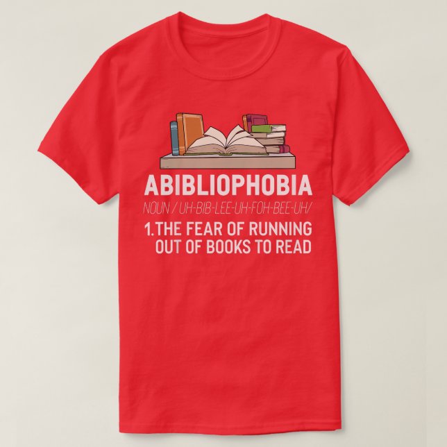 Kids Abibliophobia Funny Reading Teacher Librarian T-Shirt (Design Front)