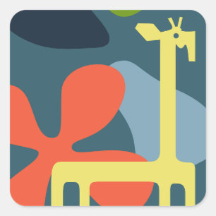 kids abstract giraffe square sticker