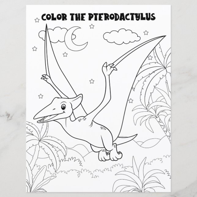 Kids Activity Cute Fun Dinosaur Colouring Page (Front)