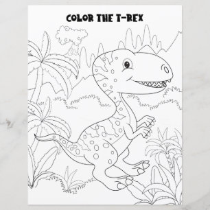 Kids Activity Fun T-Rex Dinosaur Colouring Page