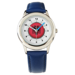 Kid's Adjustable Albania Flag Blue Number Watch