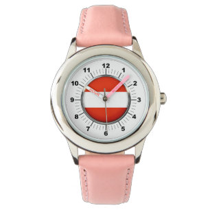 Kid's Adjustable Austria Flag Pink Hearts Watch