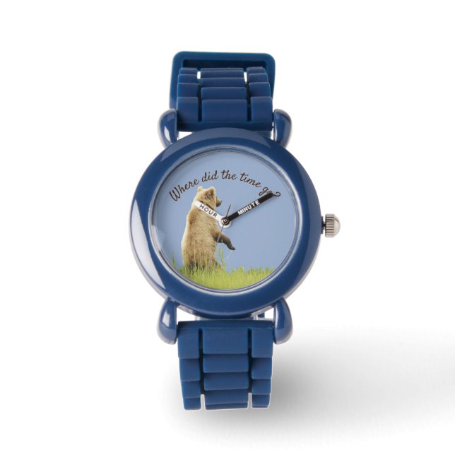Kid's Adjustable Bezel Watch w/ grizzly bear (Front)