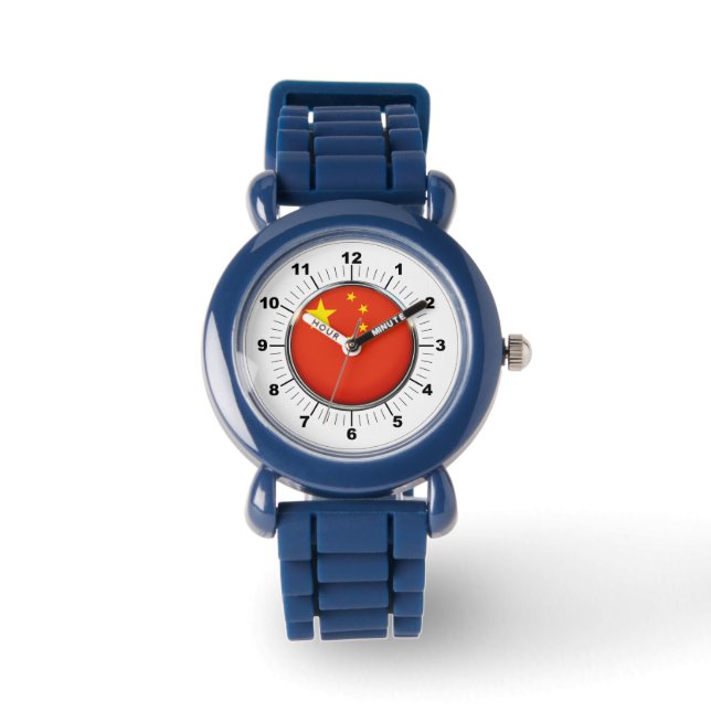 Kid's Adjustable China Flag Black  Watch (Front)