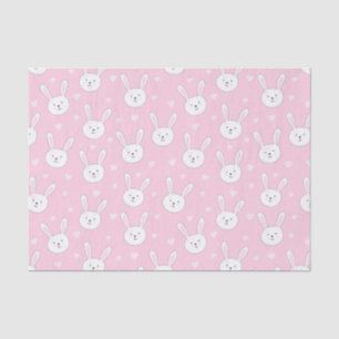 Kids Adorable Bunny Rabbit Easter Pink Hearts Tissue Paper