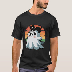 Kids Adorable Cute Ghost Kawaii Cat Kitten Hallowe T-Shirt