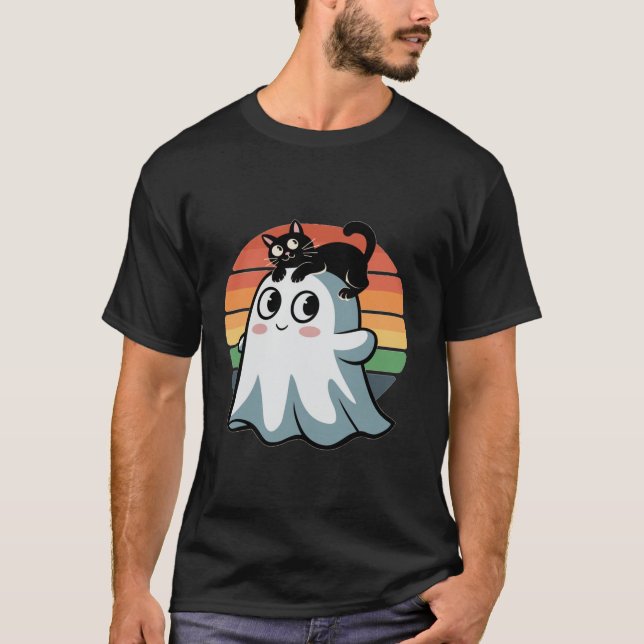 Kids Adorable Cute Ghost Kawaii Cat Kitten Hallowe T-Shirt (Front)