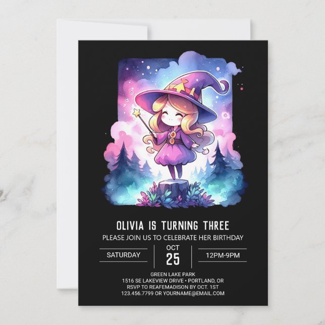 Kids Adorable Wizard Birthday Invitation (Front)