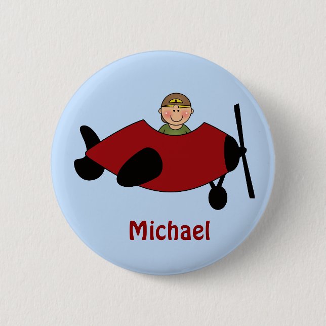Kids Aeroplane Favour Button (Front)
