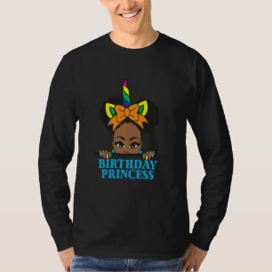 Kids African American Princess Afro Puff Rainbow U T-Shirt