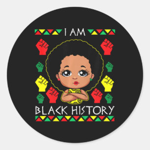 Kids Afro Girl Juneteenth Black History Melanin Af Classic Round Sticker