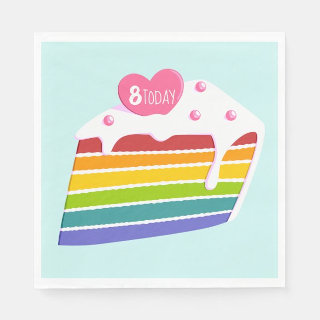 Kids Age Rainbow Layer Birthday Cake Napkin (Front)