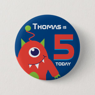 Kids alien name age button badge