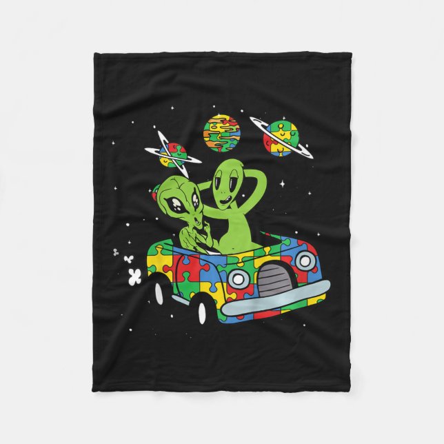 Kids Alien Space Autism Awareness Boys Girls Toddl Fleece Blanket (Front)