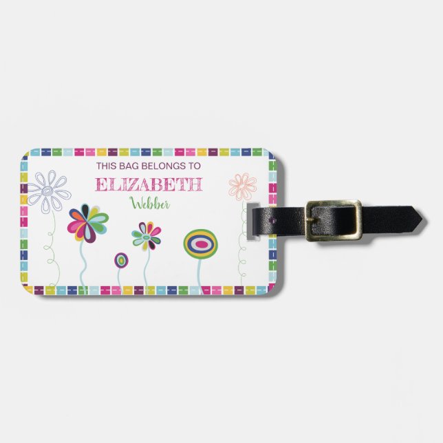 Kids Allergen Allergy ID Cute Flower Bright Tag (Front Horizontal)