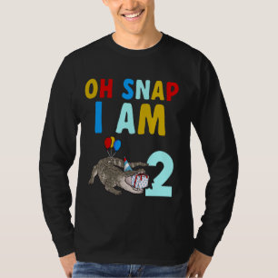 Kids Alligator 2nd Birthday Oh Snap I'm 2 Crocodil T-Shirt