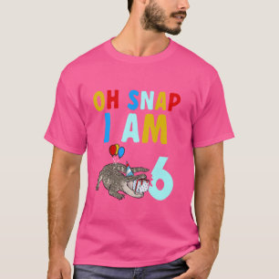 Kids Alligator 6th Birthday Oh Snap I'm 6 Crocodil T-Shirt