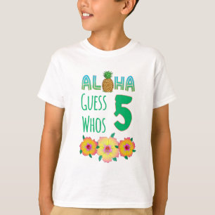 Kids Aloha Tropical Luau 5 Years Old Birthday T-Shirt