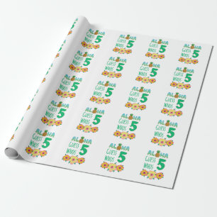 Kids Aloha Tropical Luau 6 Years Old Birthday Wrapping Paper