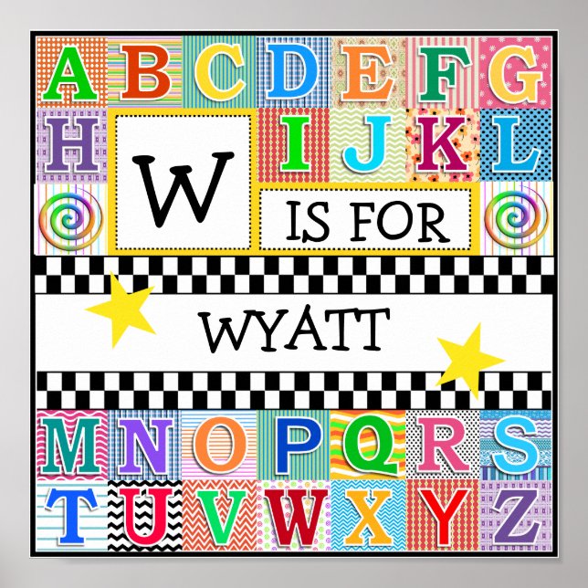 Kids Alphabet Art 11x11 Personalised Poster (Front)