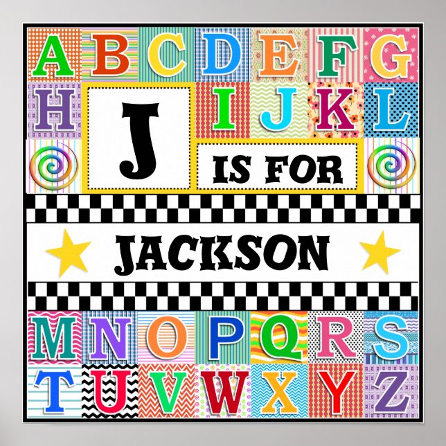 Kids Alphabet Art 16x16 Personalised Poster (Front)