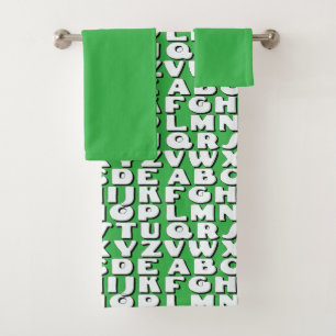 Kids Alphabet Bright Green Bath Towel Set