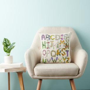 Kids Alphabet Flower Theme Decor Cushion