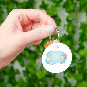 Kids Alphabet Learning Illustration with Numbers Key Ring