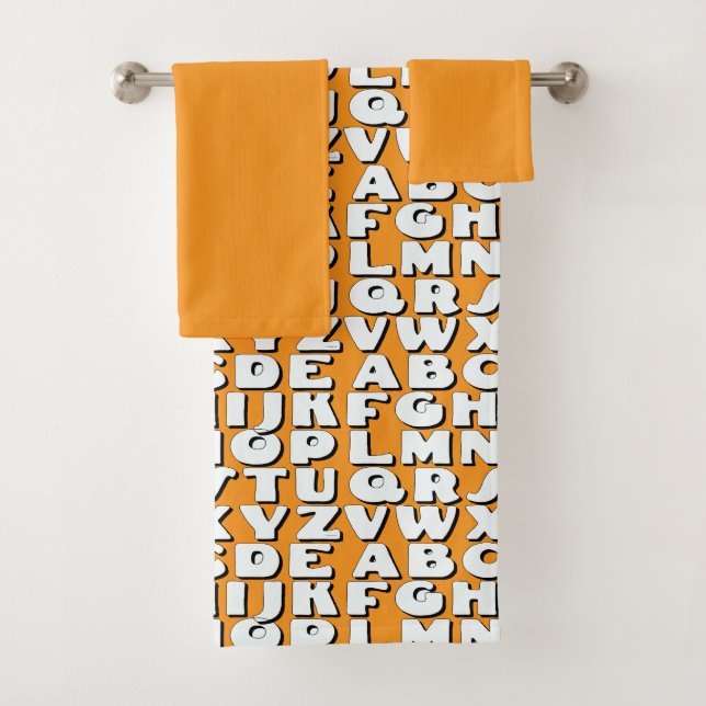  Kids Alphabet Orange      Bath Towel Set (Insitu)