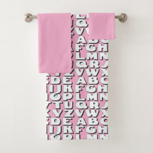Kids Alphabet Pink   Bath Towel Set