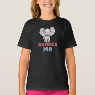 Kids America 250, Patriotic Elephant  T-Shirt