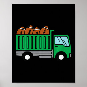 Kids American Football Dump Truck Cute Sports Boys Poster