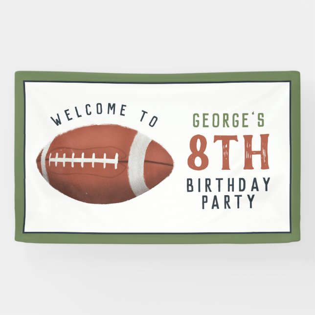 Kids American Football Kids Birthday Welcome Sign (Horizontal)