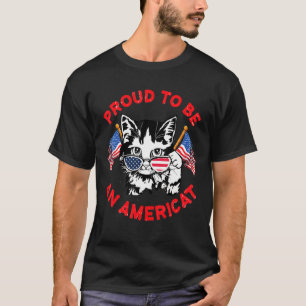 Kids Americat Cat American Flag 4th Of July Boys T-Shirt
