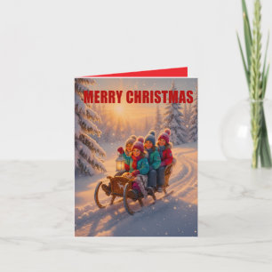 KIDS AND ANGEL CHRISTMAS DESIGN PLUS SNOW HOLIDAY CARD